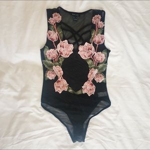 Mind Code Sheer Embroidered Body Suit